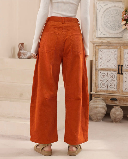 Iris Maxi | Becky Barrel Cordroy Jeans | Rust