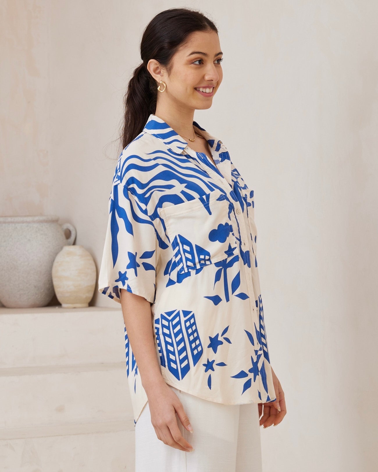 Mylah Print Shirt | Blue