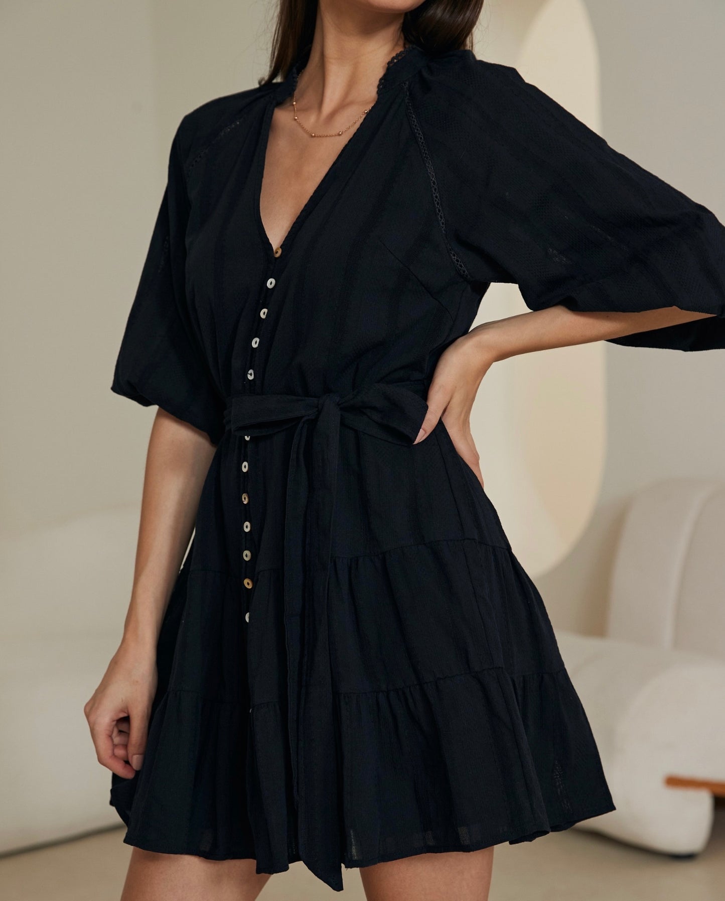 Iris Maxi | Stacey Black Babydoll Dress