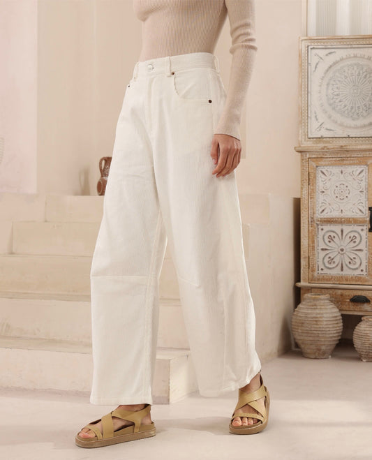 Iris Maxi | Becky Barrel Cordroy Jeans | White
