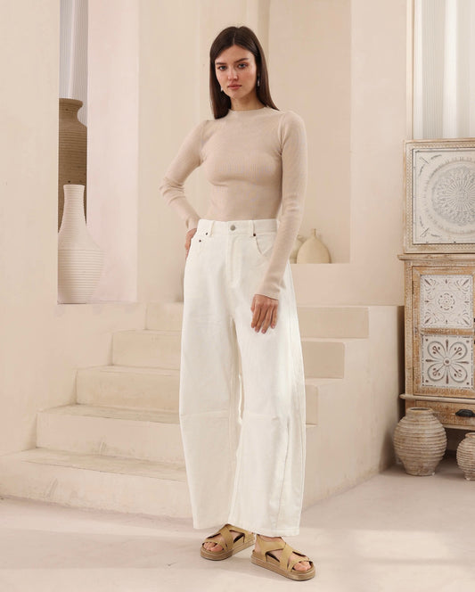 Iris Maxi | Becky Barrel Cordroy Jeans | White