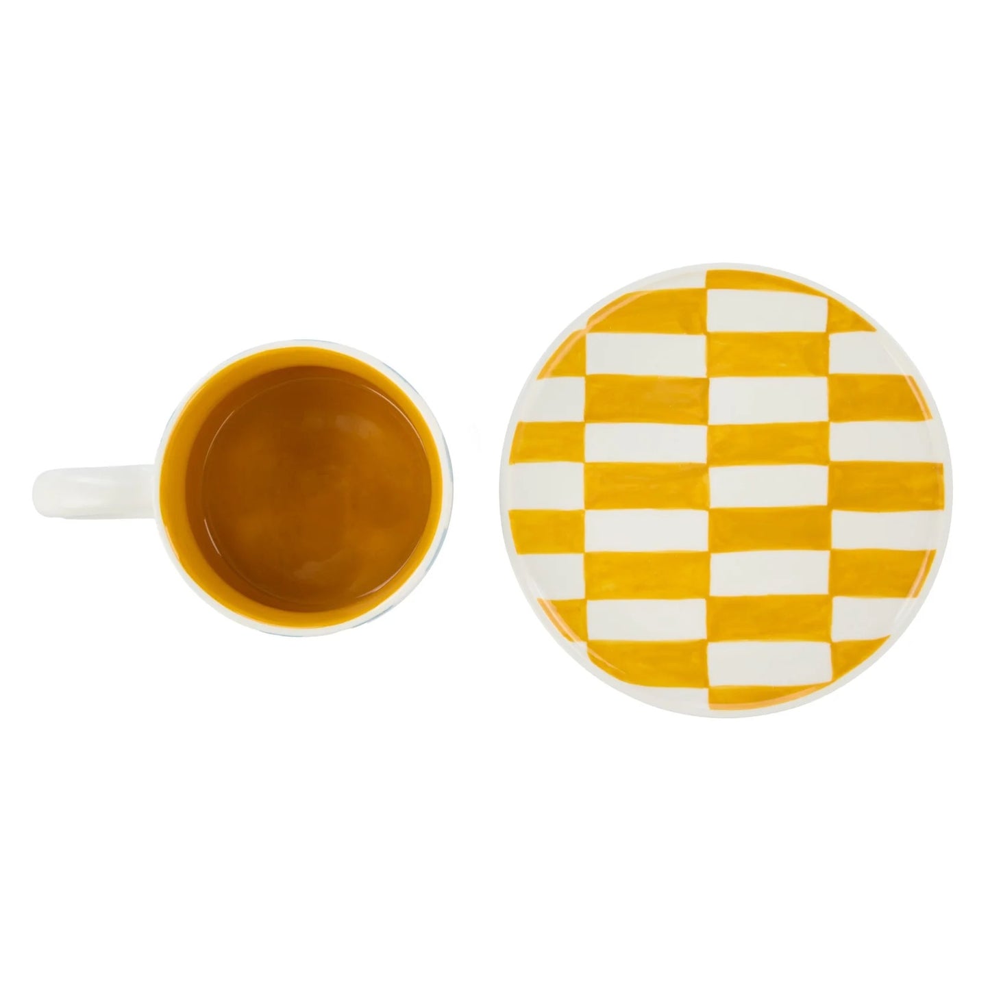 Check Mug & Plate Set | Mustard/Blue