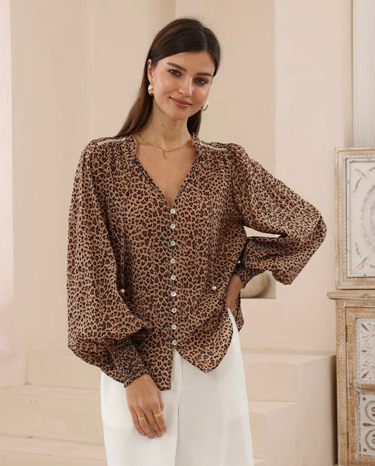 Iris Maxi | Camille Leopard Shirt