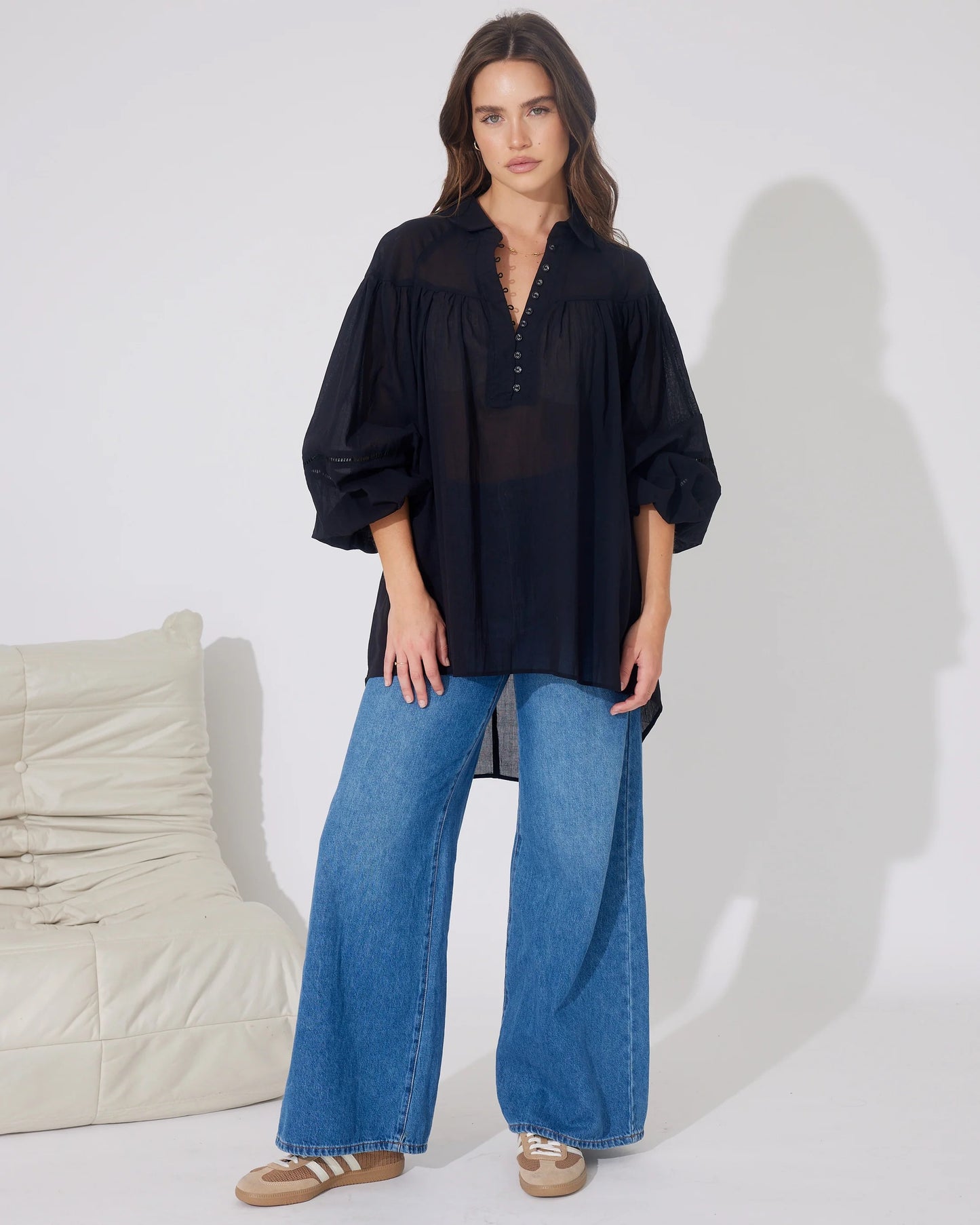 Faith Balloon Sleeve Top | Black