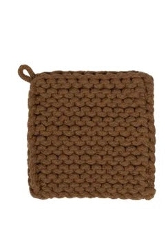 Knit Cotton Trivet 20x20cm | Chocolate & Grey