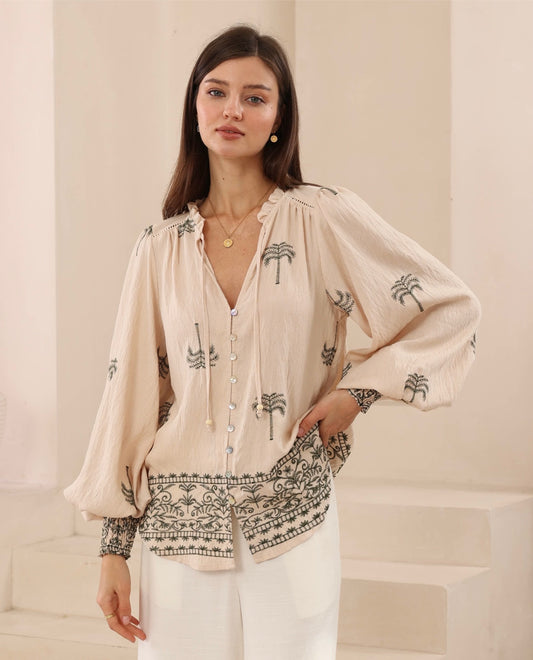 Iris Maxi | Alison Palm Shirt