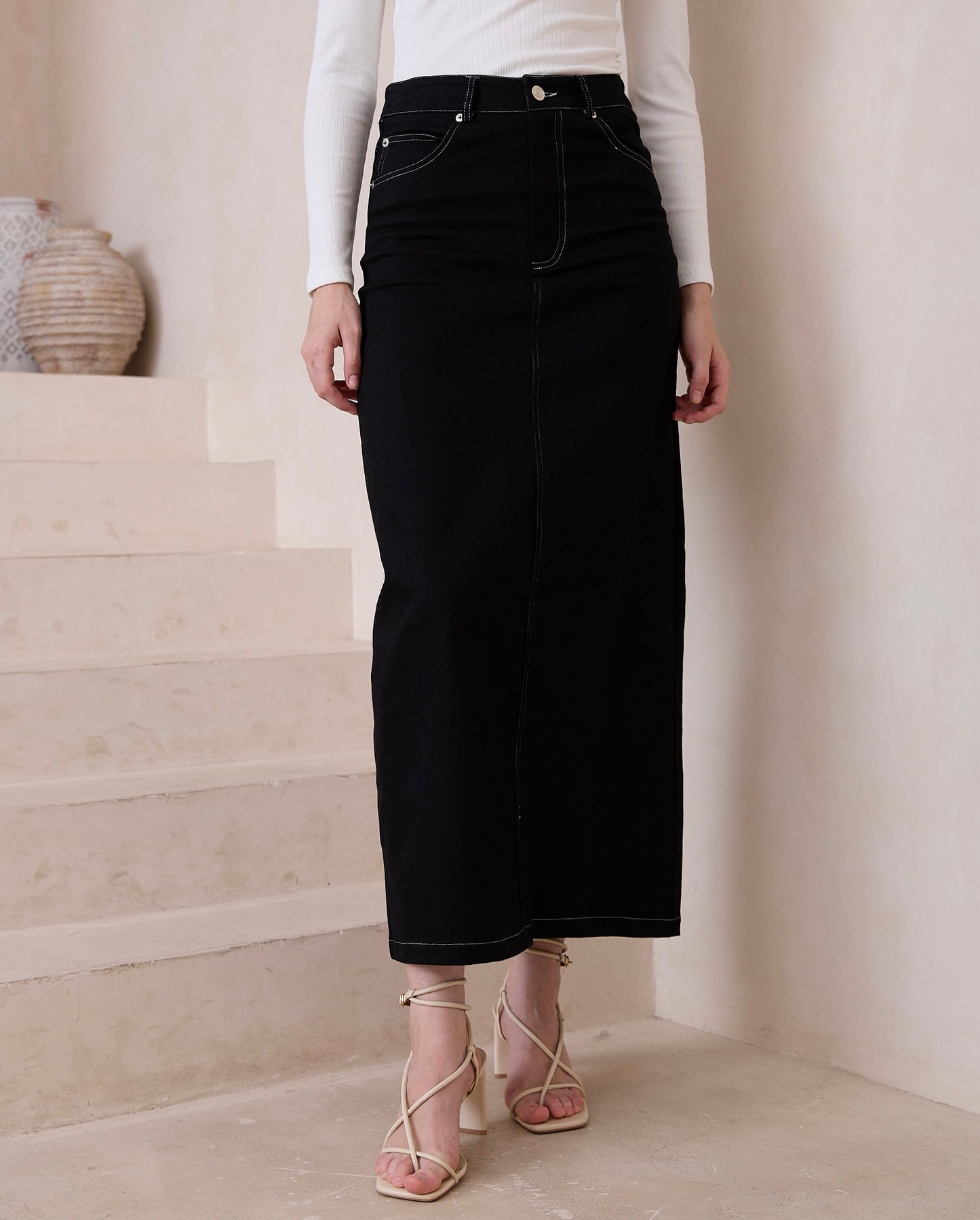 Morgan Denim Skirt | Black