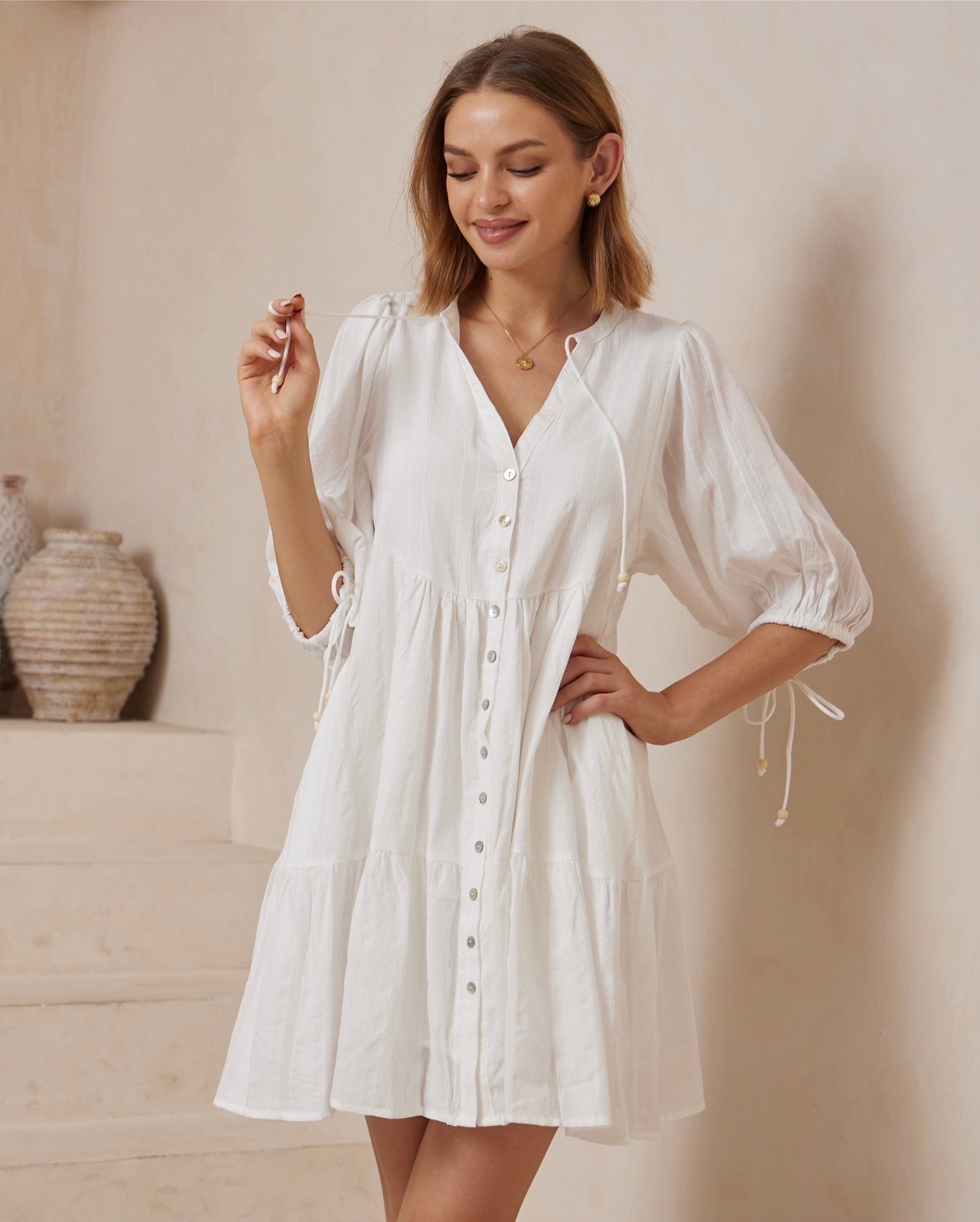 Amanda Babydoll Dress | White