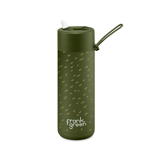 Frank Green Reausable Bottle 595ml | Scout Khaki (Flip Lid)