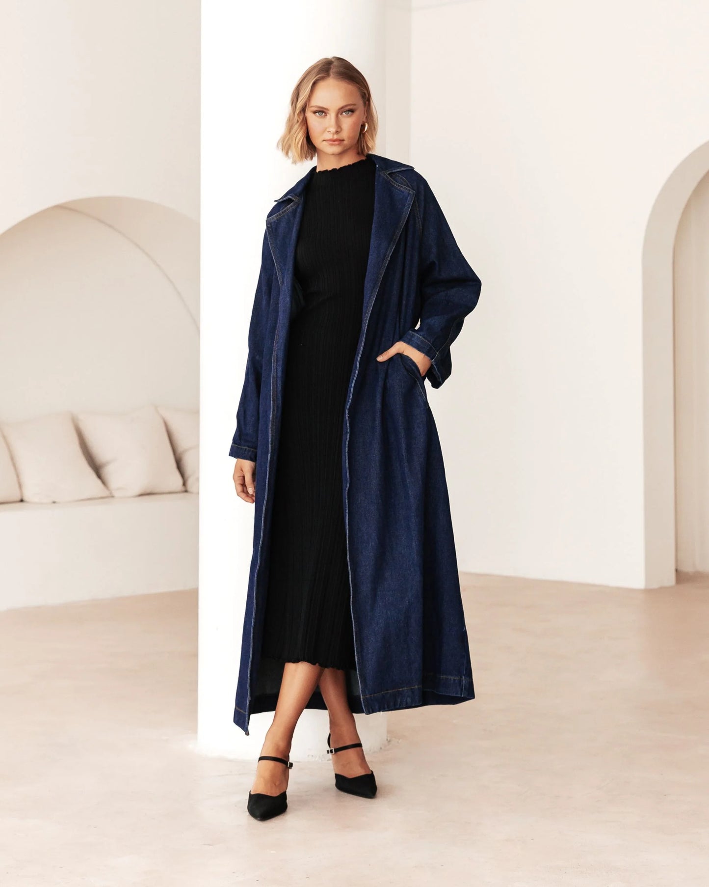 Asher Belted Denim Trench