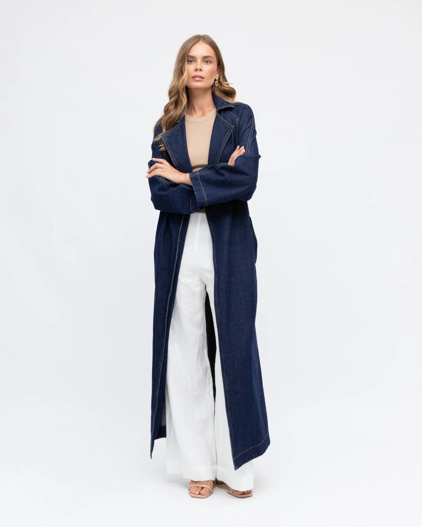 Asher Belted Denim Trench