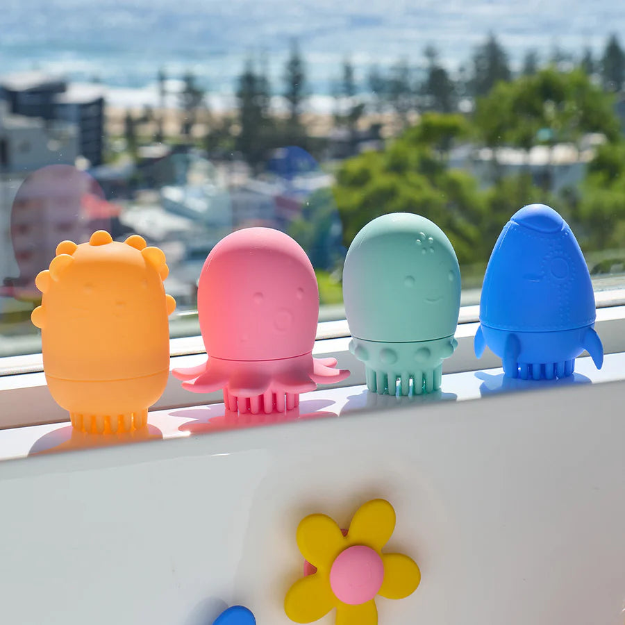 Silicone Bath Toy Brush | Rocket & Squid