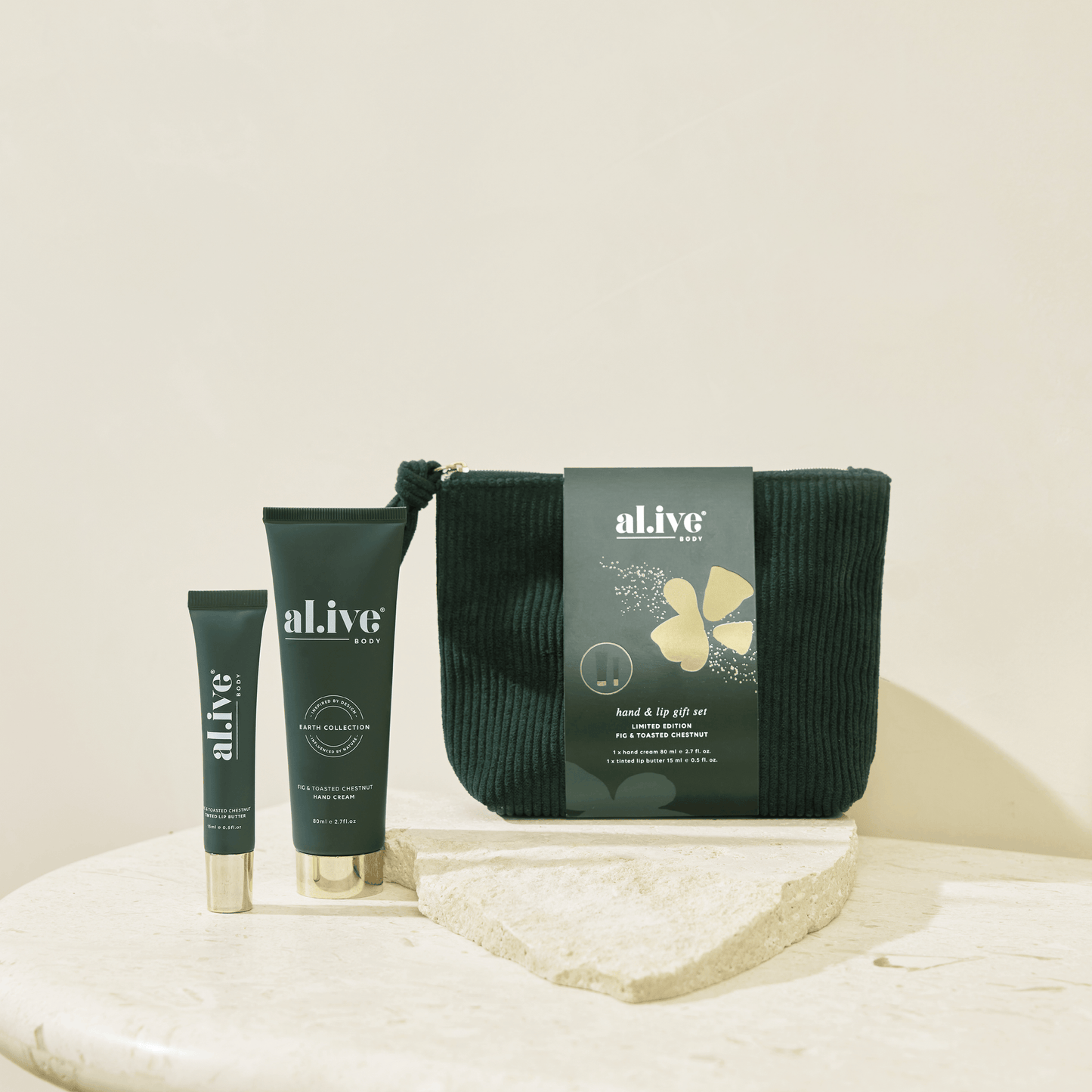 al.ive body | Hand & Lip Gift Set - Fig & Toasted Chestnut