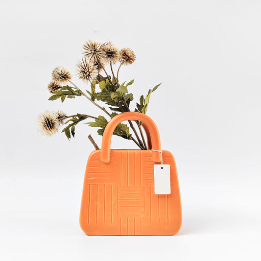 Handbag Planter Orange Vase (19cm)