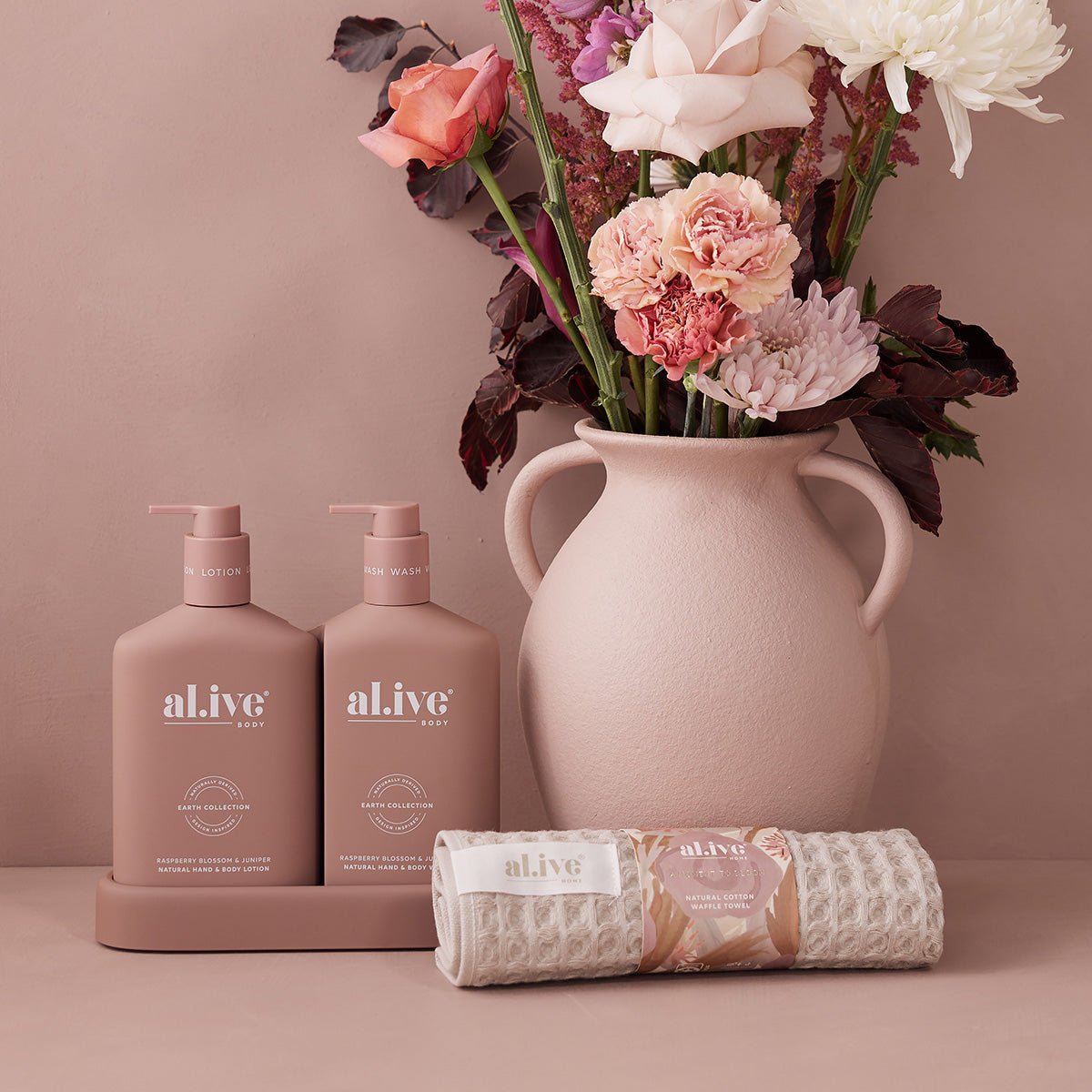 al.ive body | Wash & Lotion Duo | Rasberry Blossom & Juniper | A Moment To Bloom