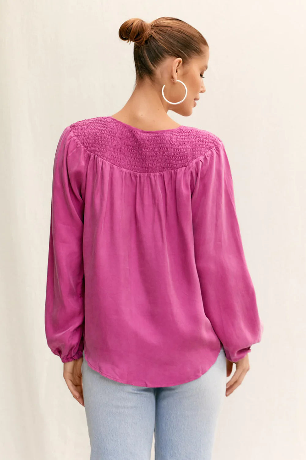 Adley Shirring Neck Cupro Top | Purple