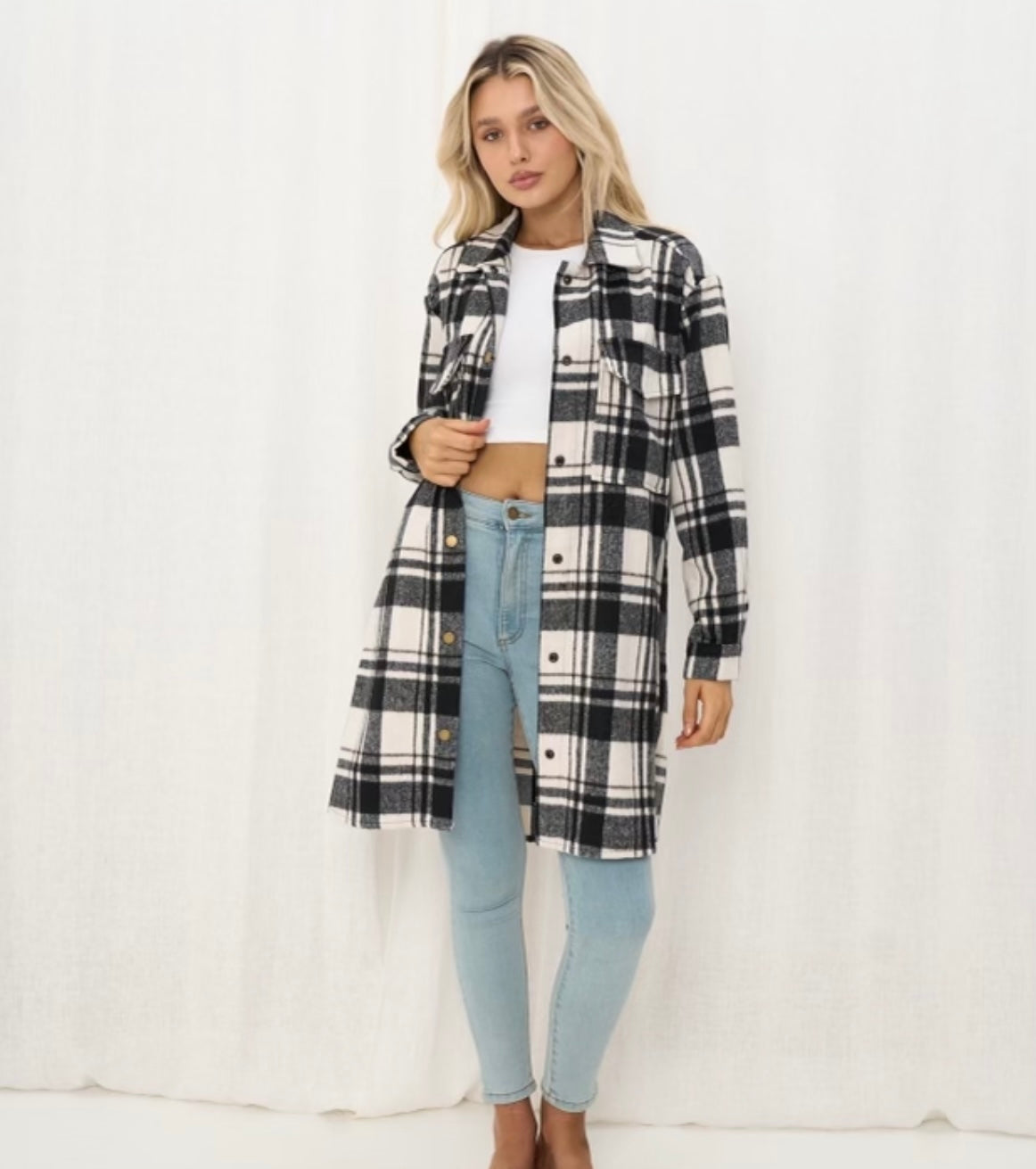 Iris Maxi | Hannah Shacket in Black/White