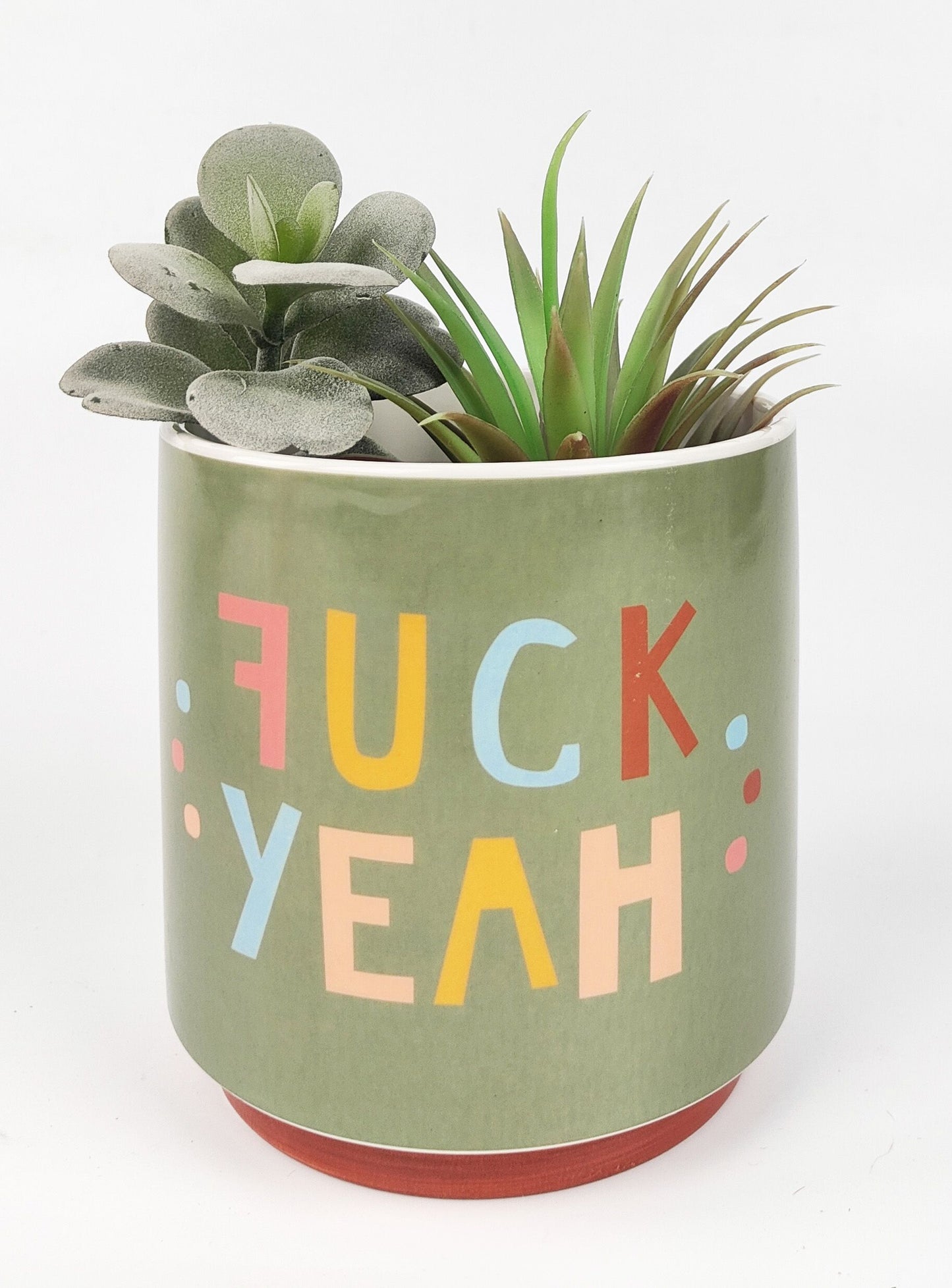 Funky Quote Planter Green | F@#k Yeah