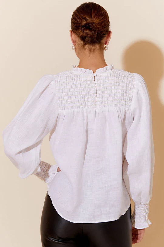 Valentina Shirring Top | White