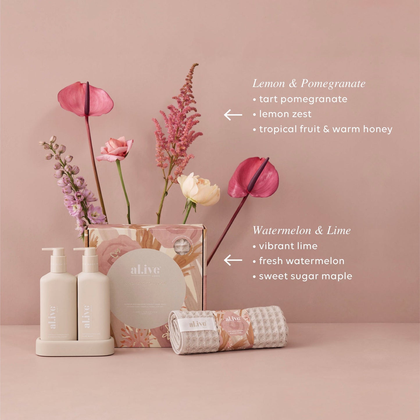 al.ive body | Dish Wash Liquid & Hand Wash Duo | Rasberry Blossom & Juniper | A Moment To Bloom