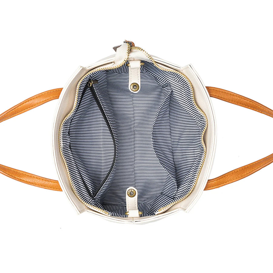 Vienna 2 piece Handbag Set | White/Tan