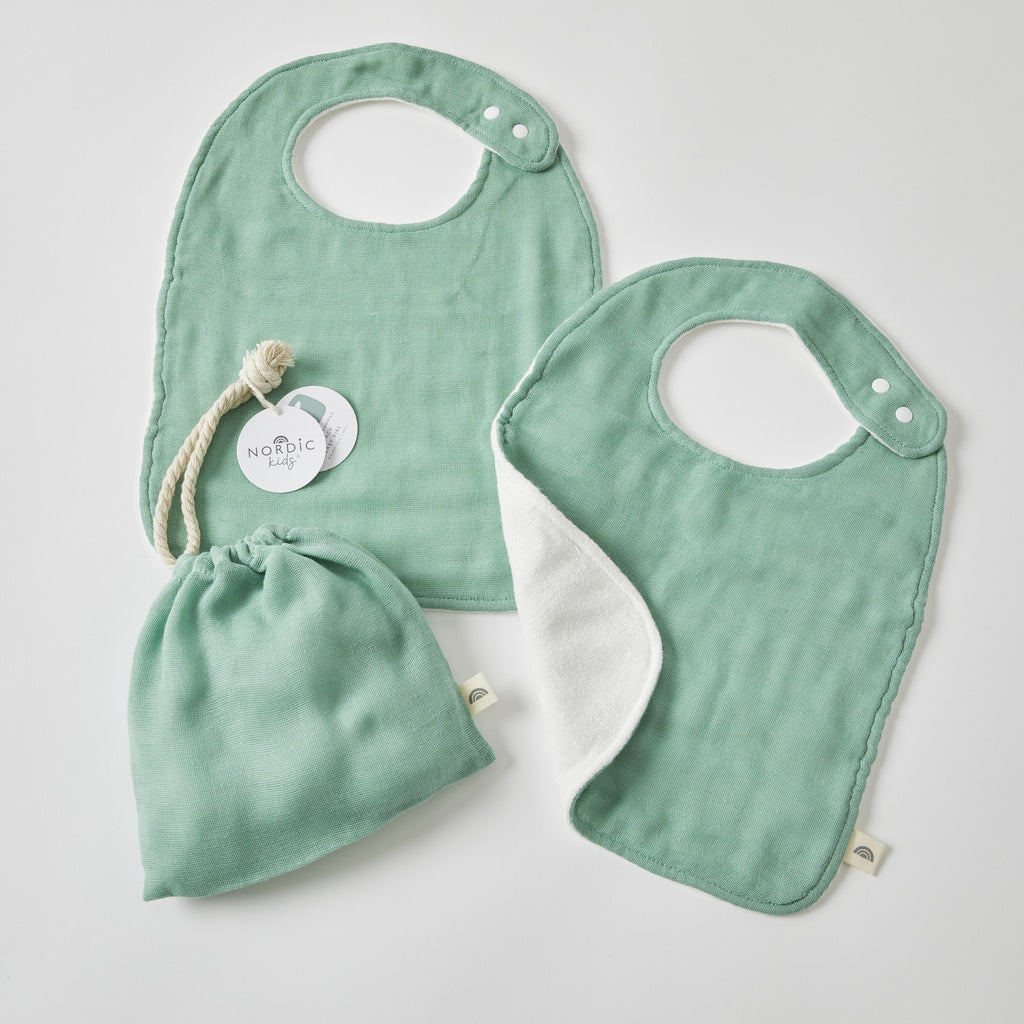 Muslin Bib 2 Pack | Forest Green