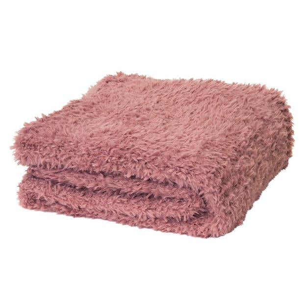 Eve Fur Knitted Throw | Dusty Mauve