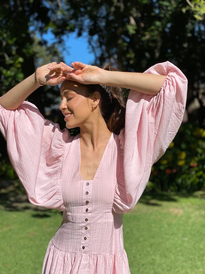 Amelia Balloon Sleeve Dress | Pink Amelia Balloon Sleeve Dress | Pink