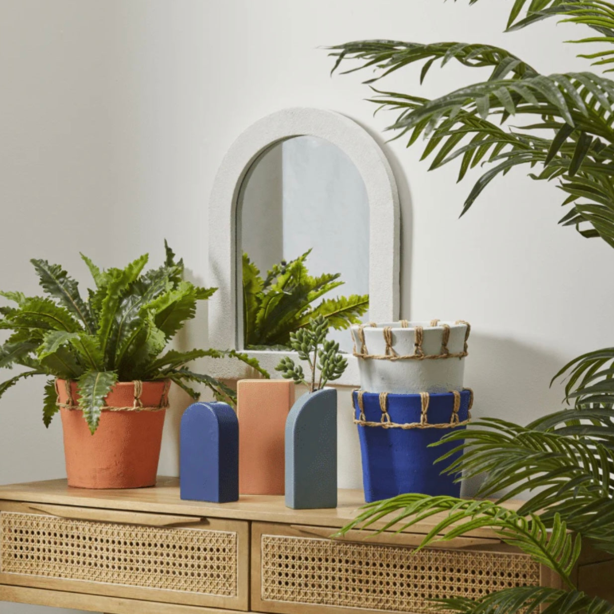 Smooth Groove Vase in Sea Blue