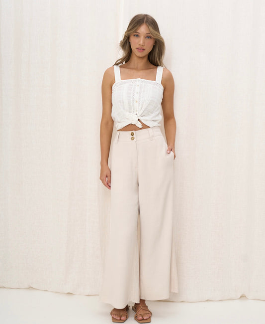 Lilly Wide Leg Pant | Beige