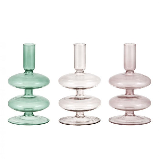 Izo Candle Holder | Green/Brown/Pink