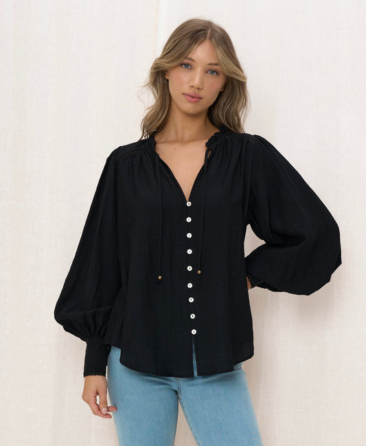 Kate Long Sleeve Shirt | Black