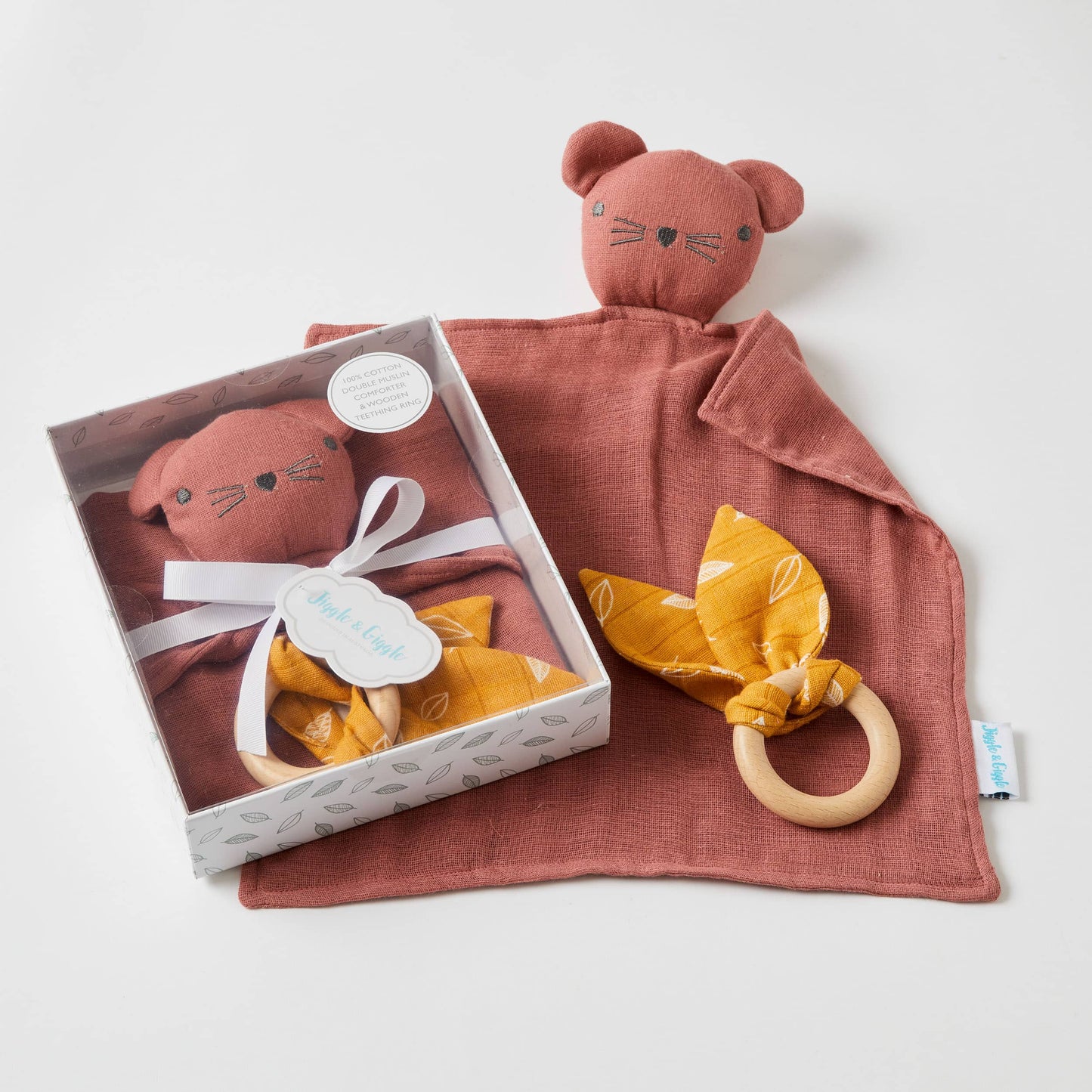 Rosette Muslin Comforter & Wooden Teether