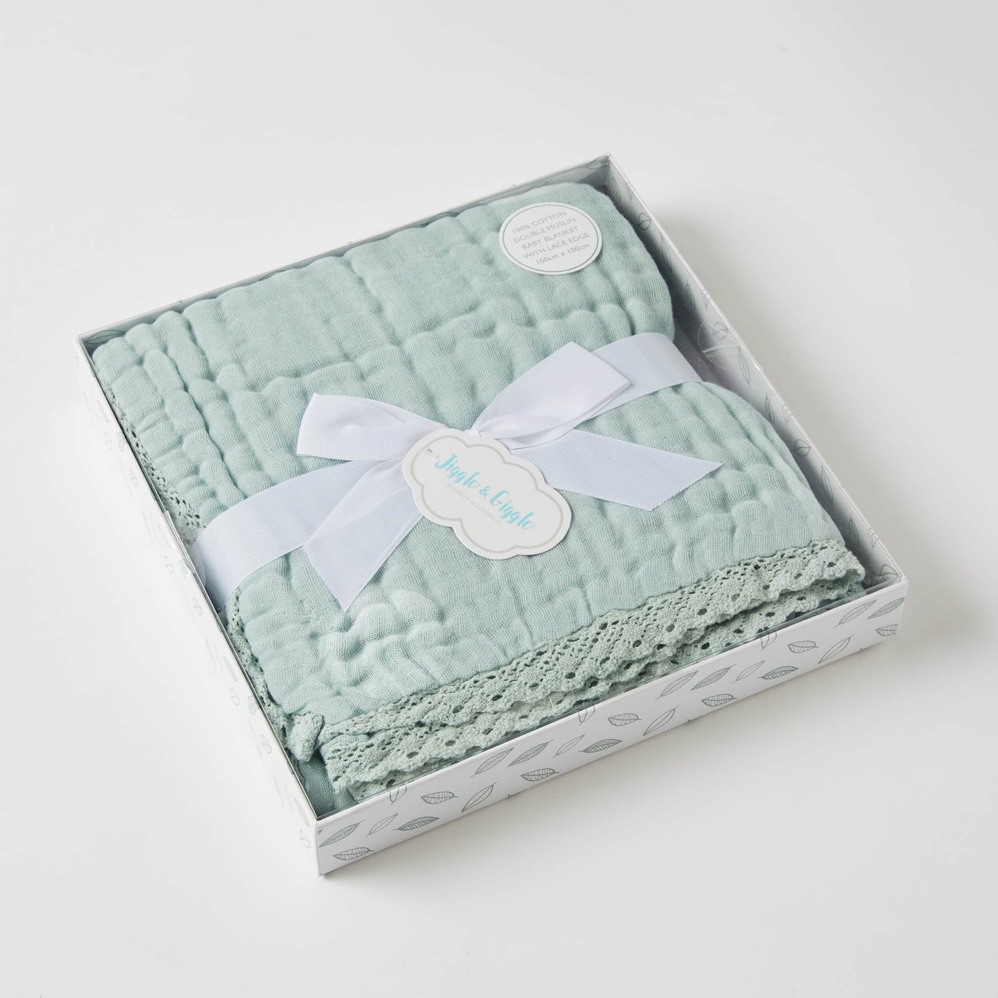 Misty Blanket with Lace Edge | Misty Blue