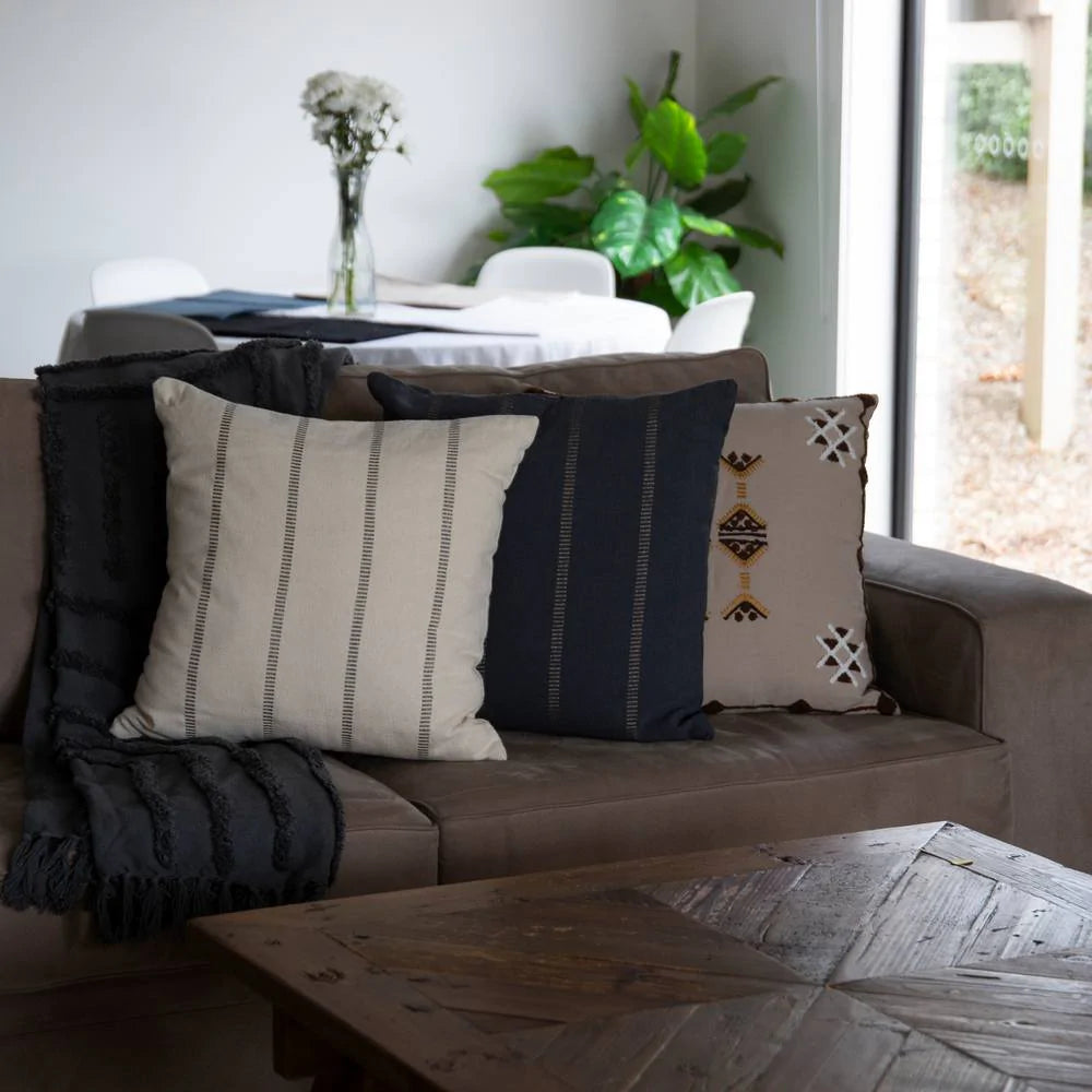 Cyrus Cushion in Sandstone & Charcoal (50cm x 50cm)