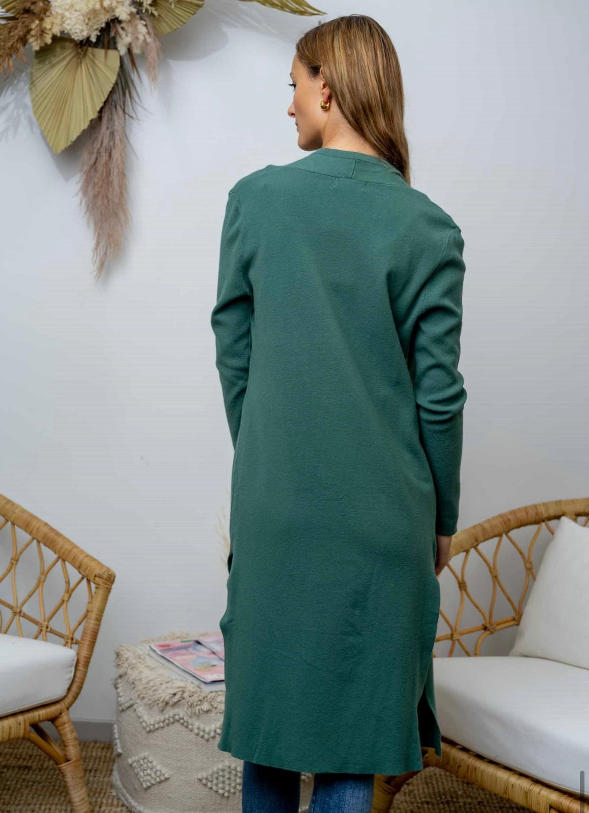 Iris Maxi | Waterfall Front Cardi in Green