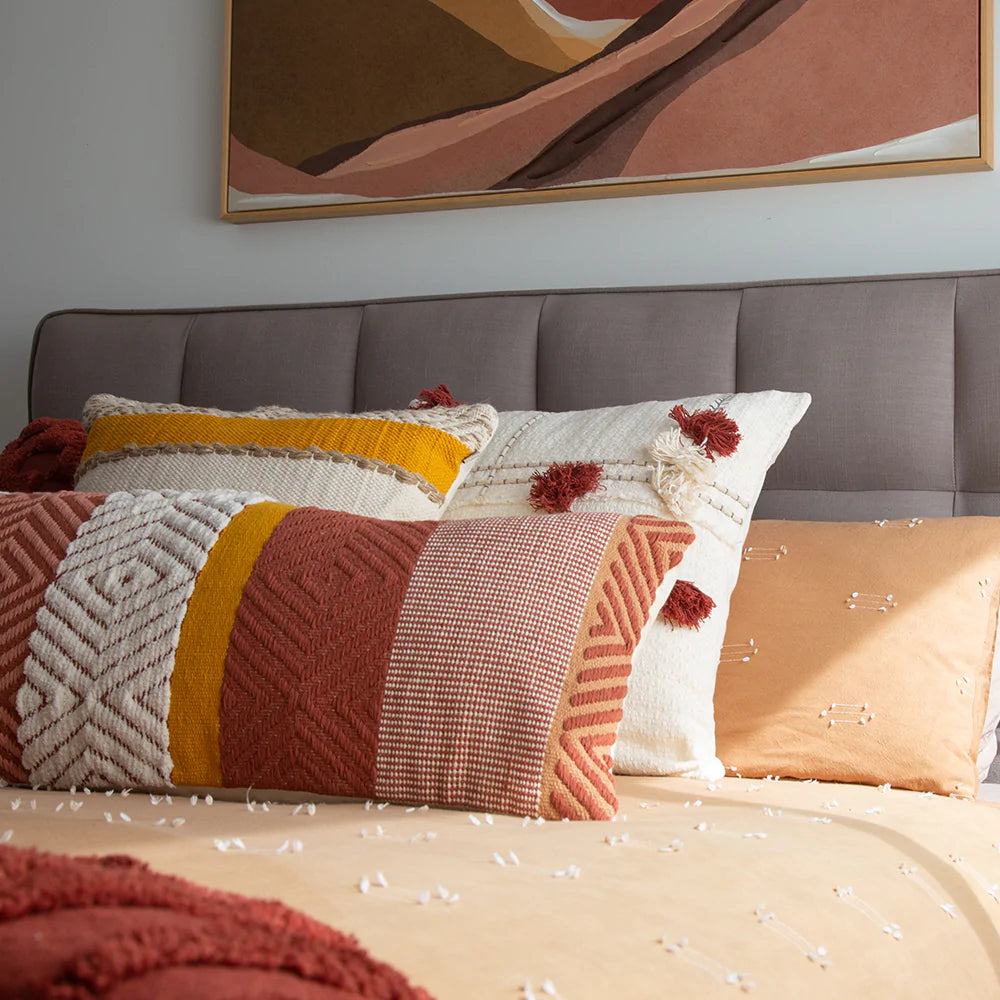 Josie Cushion in Ivory & Brick (50cm x 50cm)