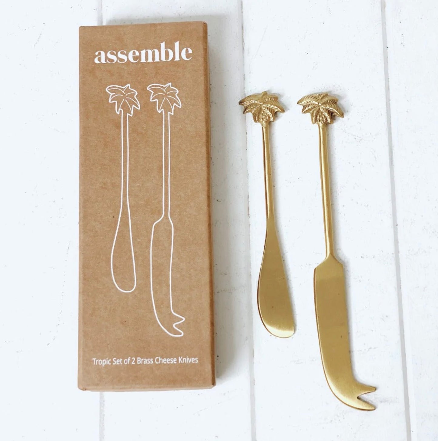 Tropic Brass Cheese Knife Set