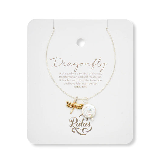 Pearl Amulet Necklace | Dragonfly