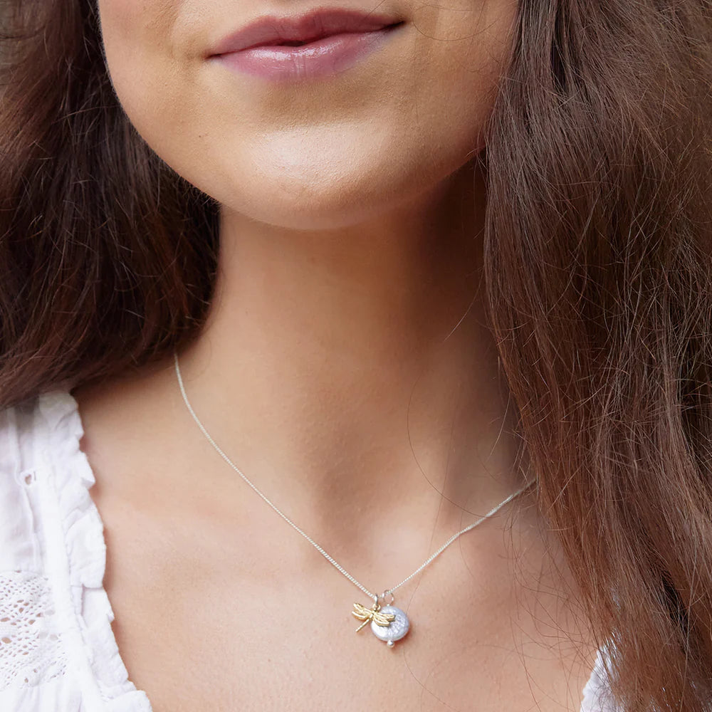 Pearl Amulet Necklace | Dragonfly