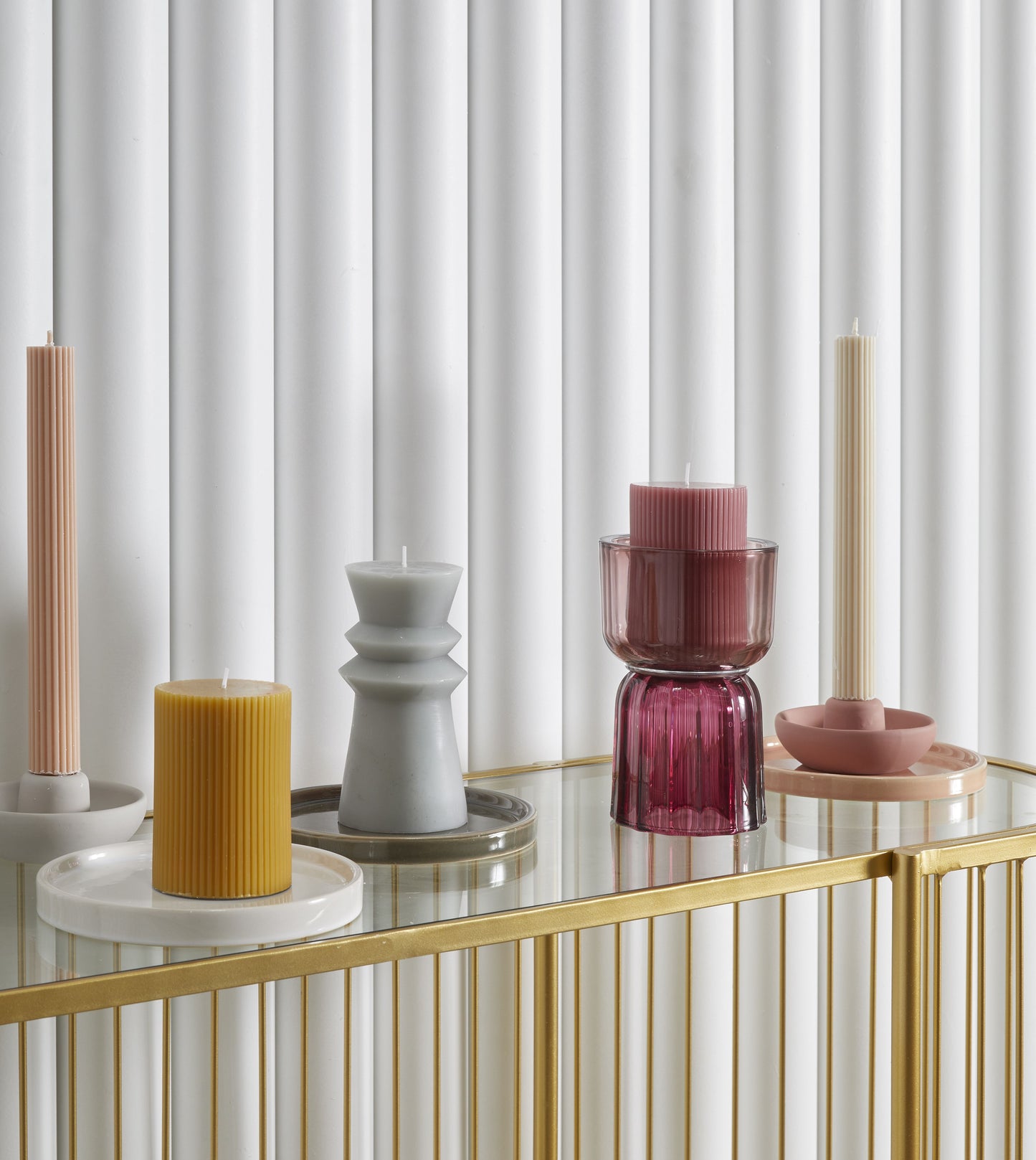 Ribbed Dinner Candles (Set of 4)