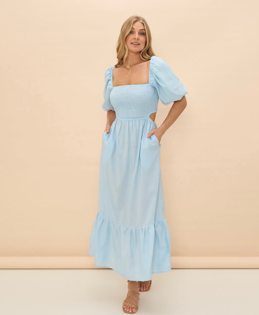 Felicity Puff Sleeve Maxi Dress | Blue