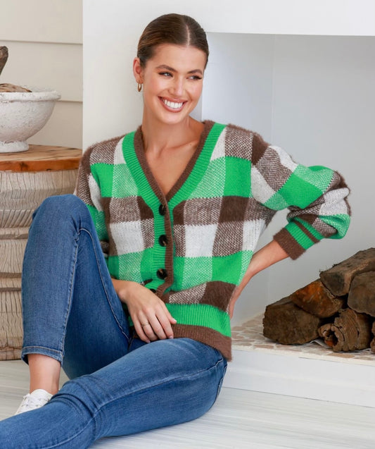 Check Knit | Green/Brown