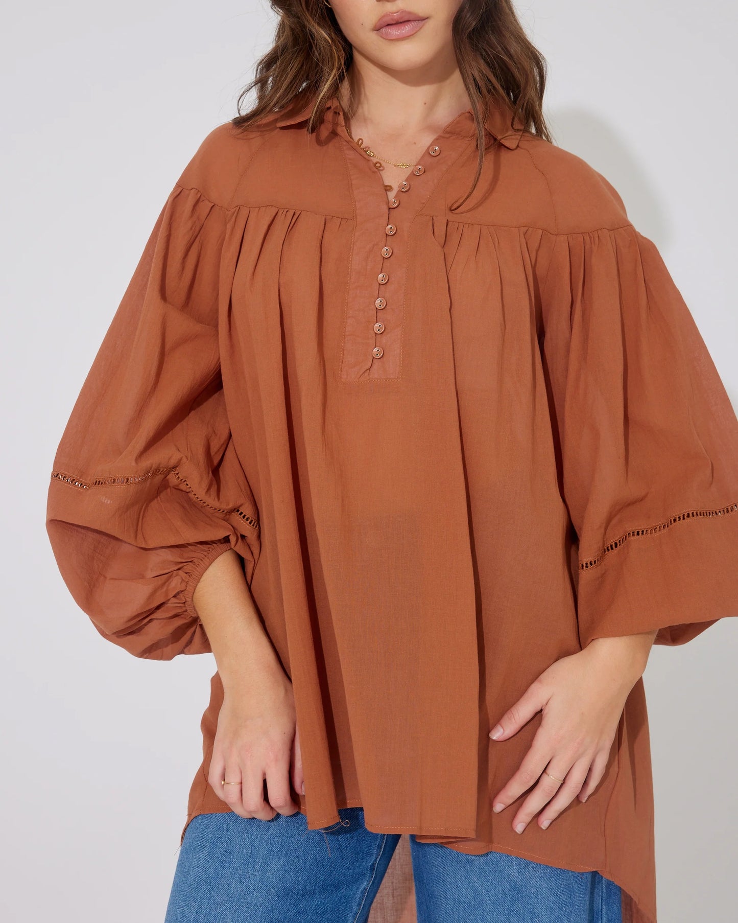 Faith Balloon Sleeve Top | Rust