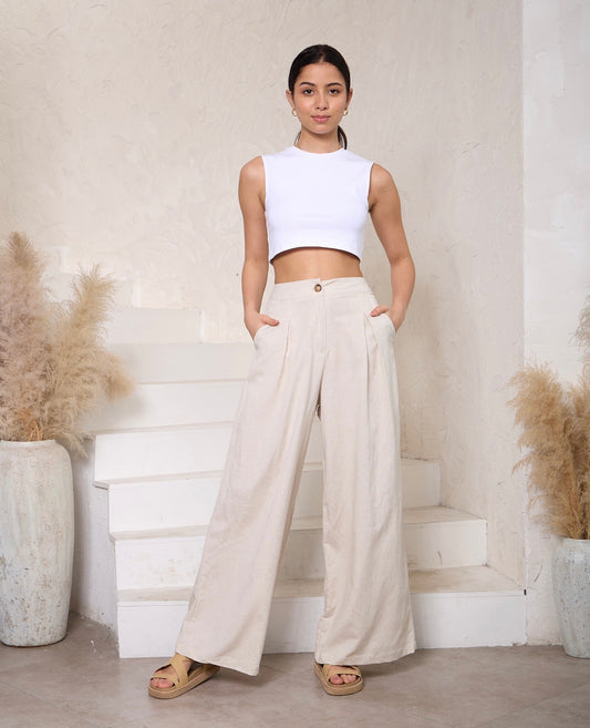 Soho Wide Leg Pant | Beige