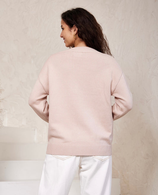 Iris Maxi | Gwen V-Neck Jumper | Beige