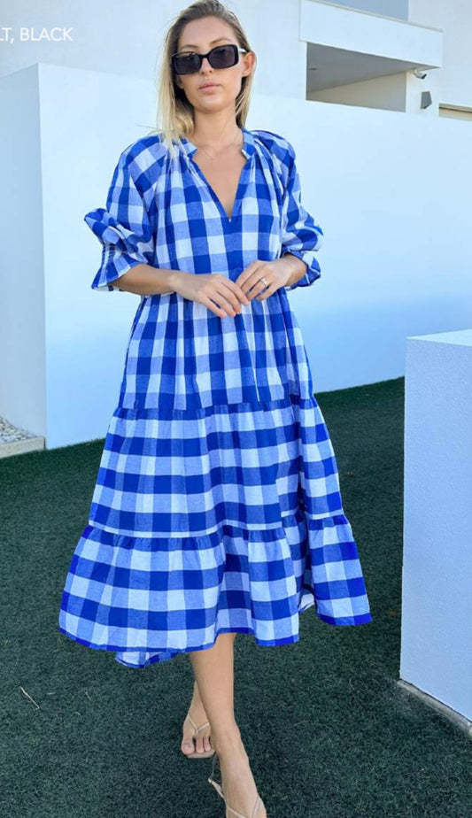 Chelsea Check Oversized Dress | Blue
