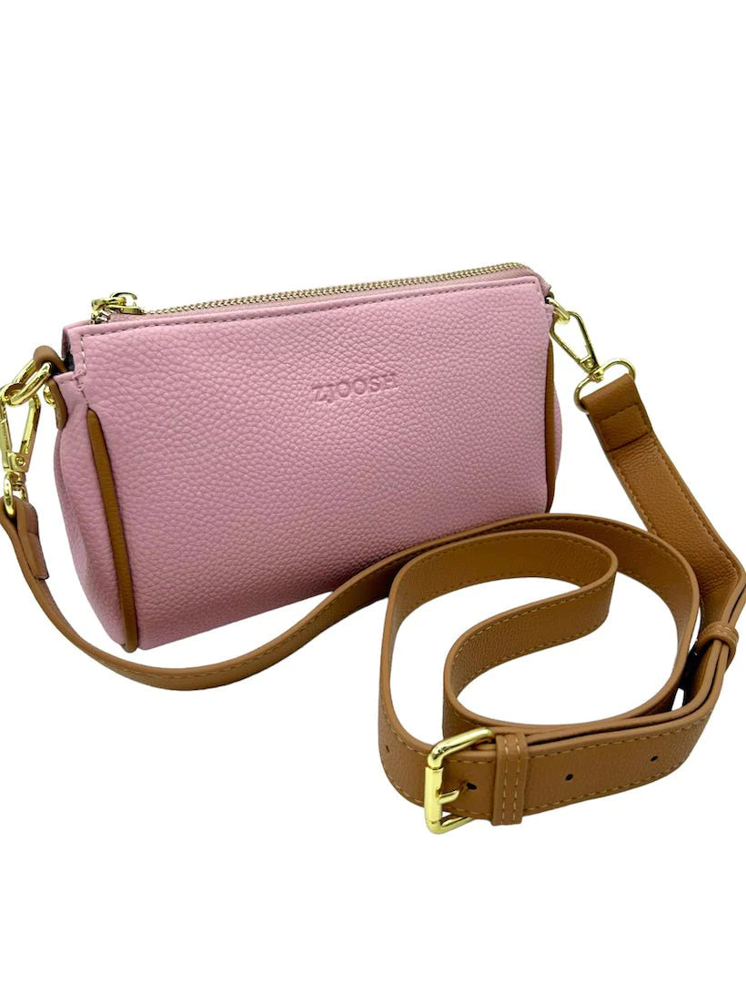 Angie Pouch Crossbody | Pink/Tan
