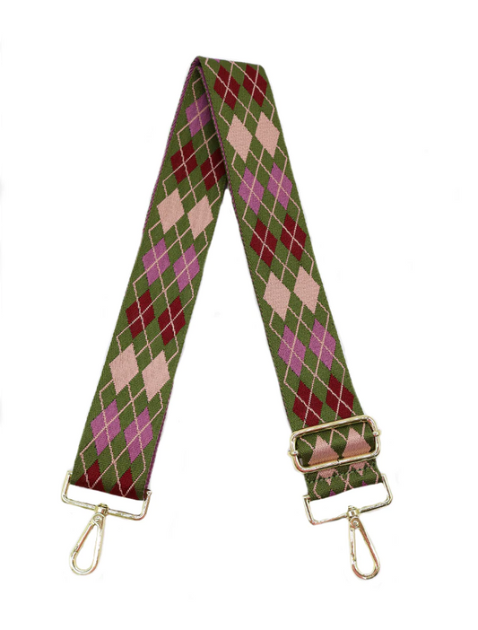 Argyle Webbing Bag Strap | Khaki