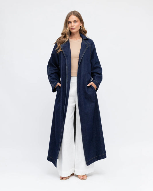 Asher Belted Denim Trench
